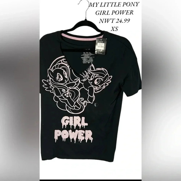 My Little Pony rare vintage NWT Black Tee - Girl Power Design - Picture 1 of 11